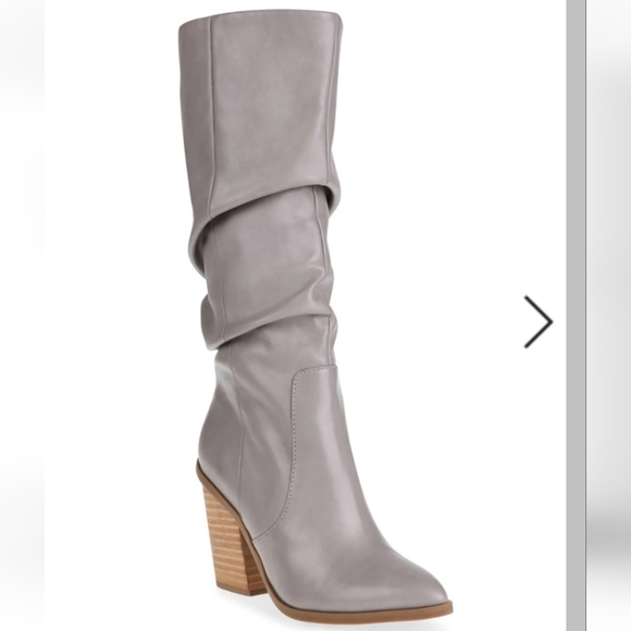 DV by Dolce Vita Shoes - DV Dolce Vita Nellie Ruched Shaft Block Heel Boot Grey -10